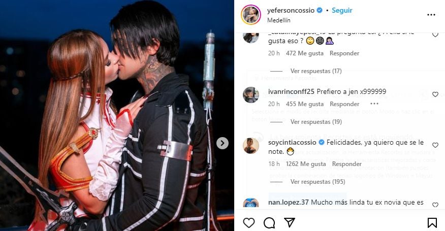 Un comentario de Cintia Cossio motivó los rumores sobre un supuesto embarazo de Carolina Gómez, la novia de Yéferson Cossio.