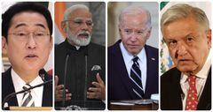 Presidentes de Japón, India, Estados Unidos y México
