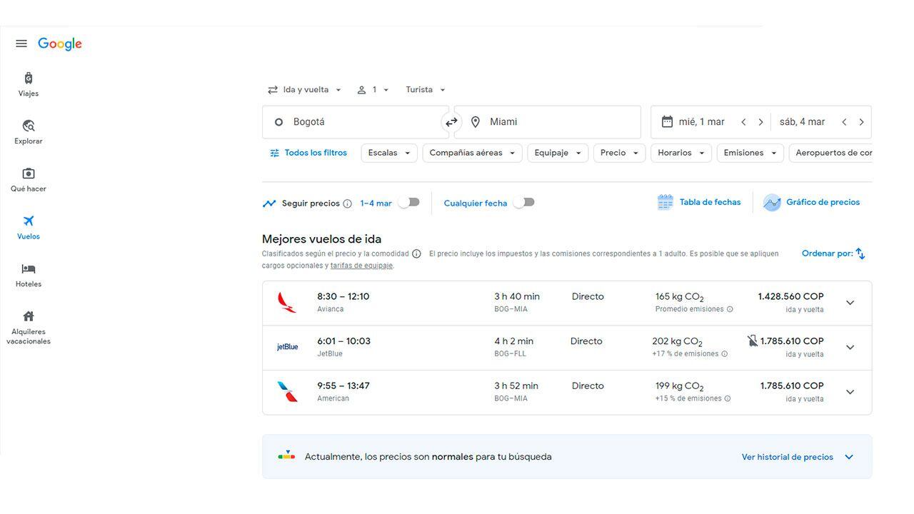 Google Flights permite monitorear los precios de tiquetes aéreos para comprar la opción más económica.