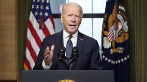 FILE - In this April 14, 2021, file photo President Joe Biden speaks from the Treaty Room in the White House about the withdrawal of the remainder of U.S. troops from Afghanistan. A year after America's tumultuous and deadly withdrawal from Afghanistan, assessments of its impact are divided — and largely along partisan lines. (AP Photo/Andrew Harnik, Pool, File)