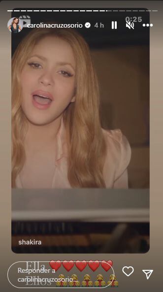 La reacción de Carolina Cruz al video de Shakira cantando con sus hijos.