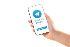 Poltava, Ukraine - July 28, 2018: Telegram application logo on smartphone in hands passport verification new feature technology