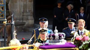 Britain's King Charles, Britain's Prince Harry, Duke of Sussex and Britain's William, Prince of Wale attend the state funeral and burial of Britain's Queen Elizabeth, in London, Britain, September 19, 2022.  REUTERS/Hannah McKay/Pool