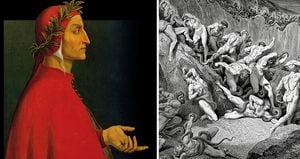 Dante retó a un establecimiento que operaba en latín al escribir la Divina comedia en toscano, como se conocía al italiano en el siglo XIV. La obra inspiró muchas representaciones, como estas de Gustave Doré (1832-1883).  