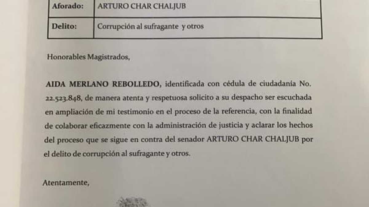 Aida Merlano pide declarar en proceso contra Arturo Char.