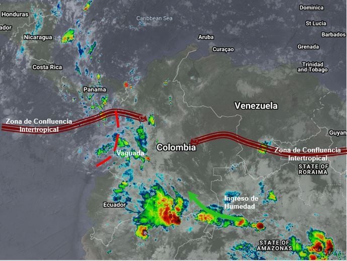 Pronóstico meteorológico para Colombia 11 de Noviembre de 2021.