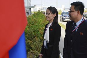 Kim Yo Jong, the younger sister of North Korean leader Kim Jong Un arrives to attend a meeting of Russian President Vladimir Putin and North Korea's leader Kim Jong Un at the Vostochny cosmodrome outside the city of Tsiolkovsky, about 200 kilometers (125 miles) from the city of Blagoveshchensk in the far eastern Amur region, Russia, on Wednesday, Sept. 13, 2023. (Vladimir Smirnov, Sputnik, Kremlin Pool Photo via AP)