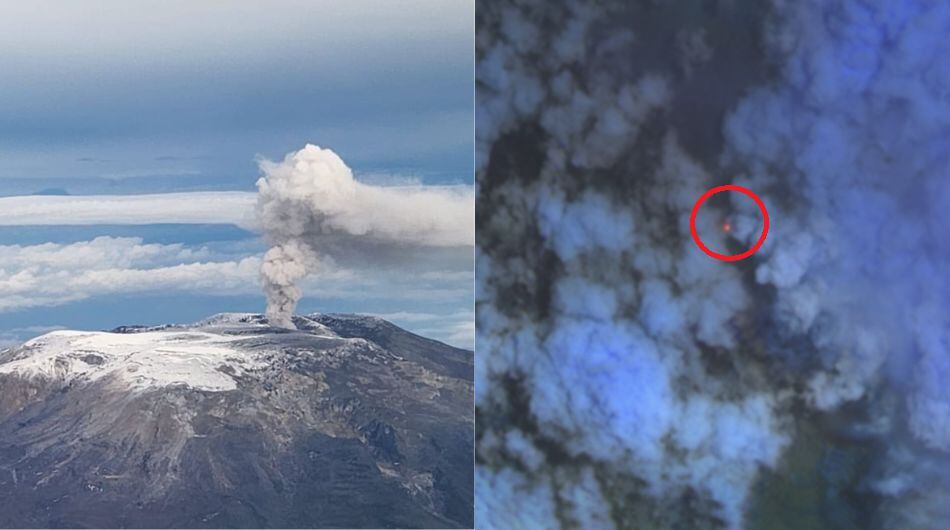Identifican punto rojo del volcán Nevado del Ruiz desde el espacio.