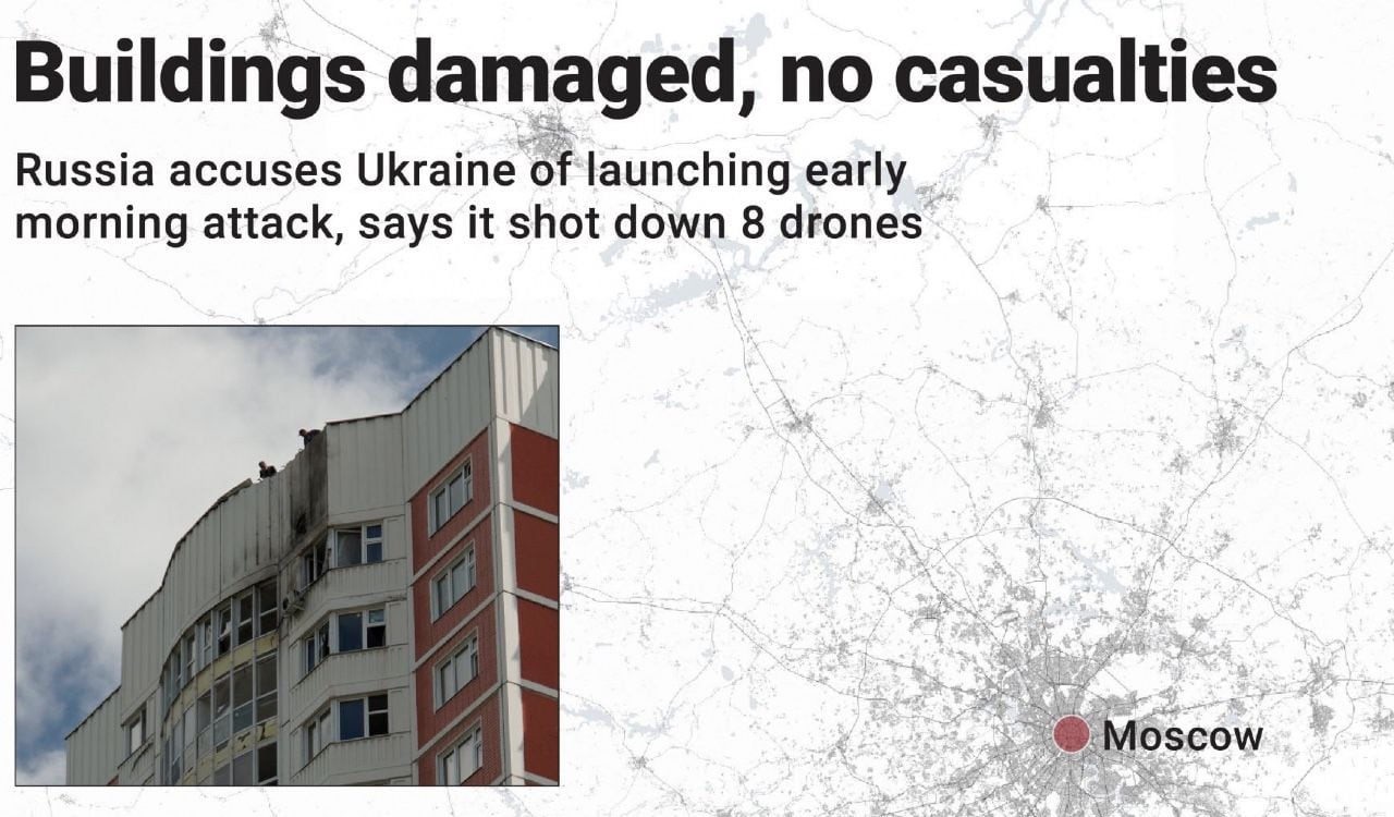 En el último piso de un edificio en Moscú se estrelló un dron