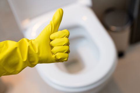 Proteja sus manos con guantes cada vez que vaya a limpiar el baño.