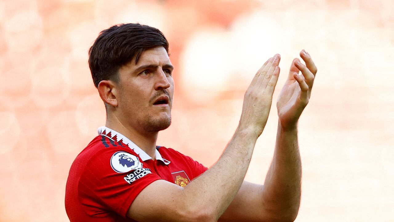 FILE PHOTO: Soccer Football - Premier League - Manchester United v Fulham - Old Trafford, Manchester, Britain - May 28, 2023 Manchester United's Harry Maguire during the lap of appreciation after the match Action Images via Reuters/Andrew Boyers EDITORIAL USE ONLY. No use with unauthorized audio, video, data, fixture lists, club/league logos or 'live' services. Online in-match use limited to 75 images, no video emulation. No use in betting, games or single club /league/player publications.  Please contact your account representative for further details./File Photo