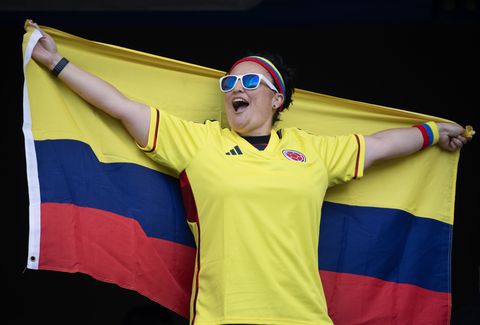 Hinchada colombiana en el partido Colombia vs Corea del Sur