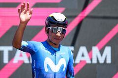 TURIN, ITALY - 2024/05/04: Nairo Quintana of Colombia and Movistar Team seen prior to the 107th Giro d'Italia 2024, Stage 1 a 140 km stage from Venaria Reale to Turin. The 107th edition of the Giro d'Italia, which will cover a total of 3400.8 km, departs from Veneria Reale near Turin on May 4, 2024 and will finish in Rome. (Photo by Fabrizio Carabelli/SOPA Images/LightRocket via Getty Images)