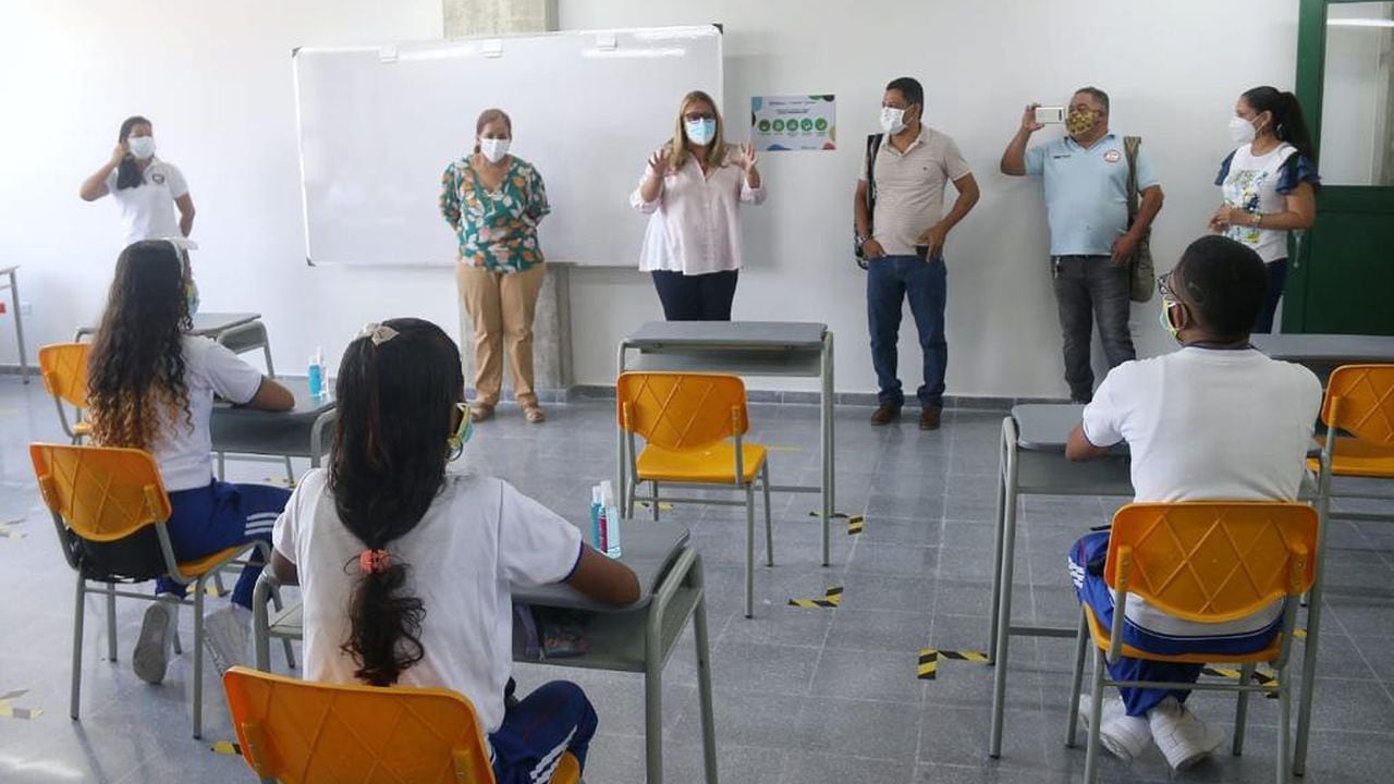 Uno de los colegios que inició las clases en alternancia en Barranquilla.