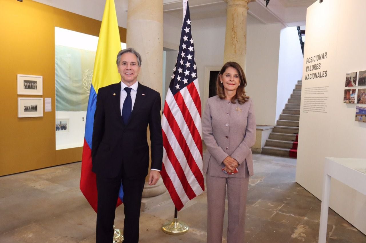 Marta Lucía Ramírez vicepresidenta y canciller con Antony Blinken secretario de Estado de EE.UU.