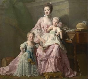 La reina Charlotte con sus hijos, el futuro rey George IV y el príncipe Frederick, duque de York.