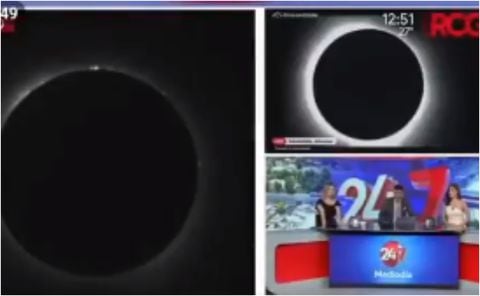 Noticiero mexicano mostró video íntimo en plena trasmisión en vivo del eclipse solar y se viralizó rápidamente en las redes sociales.
