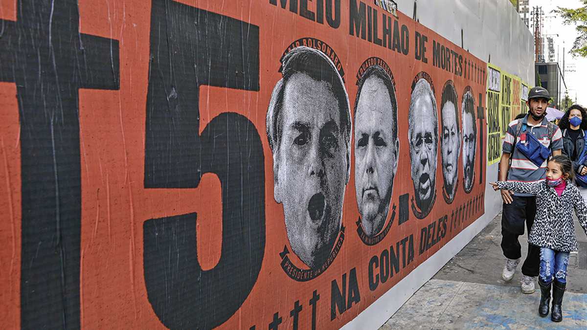 Brasil es el segundo país en superar la barrera de los 500.000 muertos después de Estados Unidos.Jair Bolsonaro es el principal responsable por sunegligencia en el manejo de la pandemia.