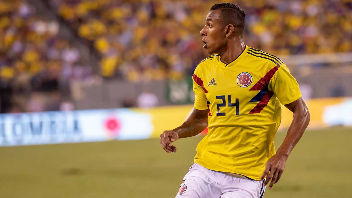 EAST RUTHERFORD, NJ - SEPTEMBER 11: Colombia midfielder Sebastian Villa (24) during the first half of the International Friendly Soccer match between Argentina and Colombia on September 11, 2018 at MetLife Stadium in East Rutherford, NJ. (Photo by John Jones/Icon Sportswire via Getty Images)