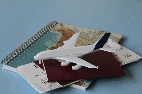 Passports and boarding passes with map. Travel, trip, vacation concept