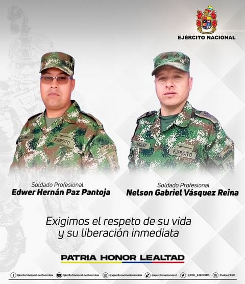 Disidencias de las Farc secuestraron a dos soldados en Nariño y quemaron dos vehículos oficiales.