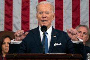 El presidente Joe Biden pronuncia el discurso sobre el estado de la Unión en una sesión conjunta del Congreso en el Capitolio de los Estados Unidos, el 7 de febrero de 2023, (Jacquelyn Martin, Pool, File)