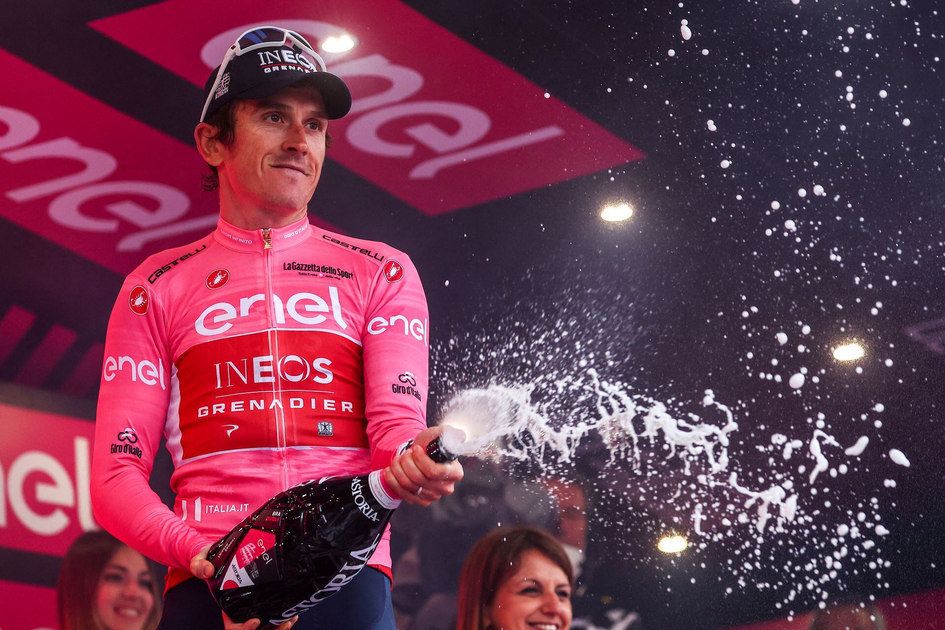 Imagen de Geraint Thomas tras la etapa 12 del Giro de Italia 2023.