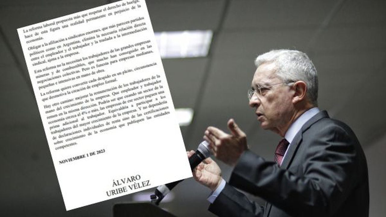 Álvaro Uribe Vélez sostuvo la figura de la huelga en la reforma laboral del Gobierno de Gustavo Petro es una "realidad permanente en perjuicio de la
economía".