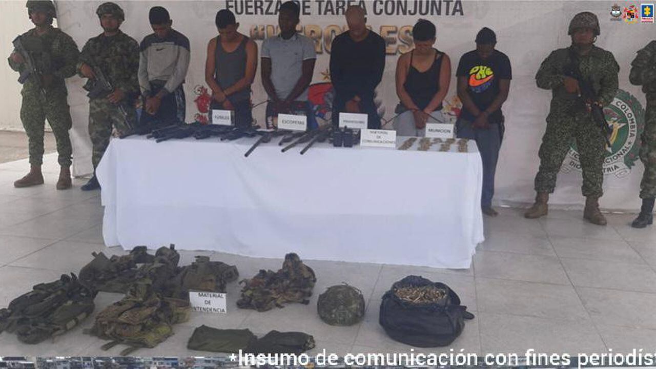 Seis presuntos miembros de disidencias fueron capturados en Nariño con armas y munición de uso privativo de las Fuerzas Militares.