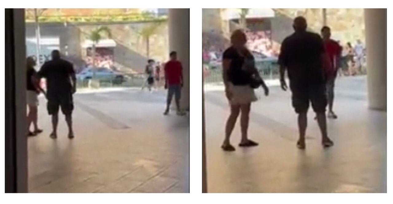 En la parte final del video se puede observar turista argentina continúa insultando a los asaltantes mientras su pareja intenta calmarla.