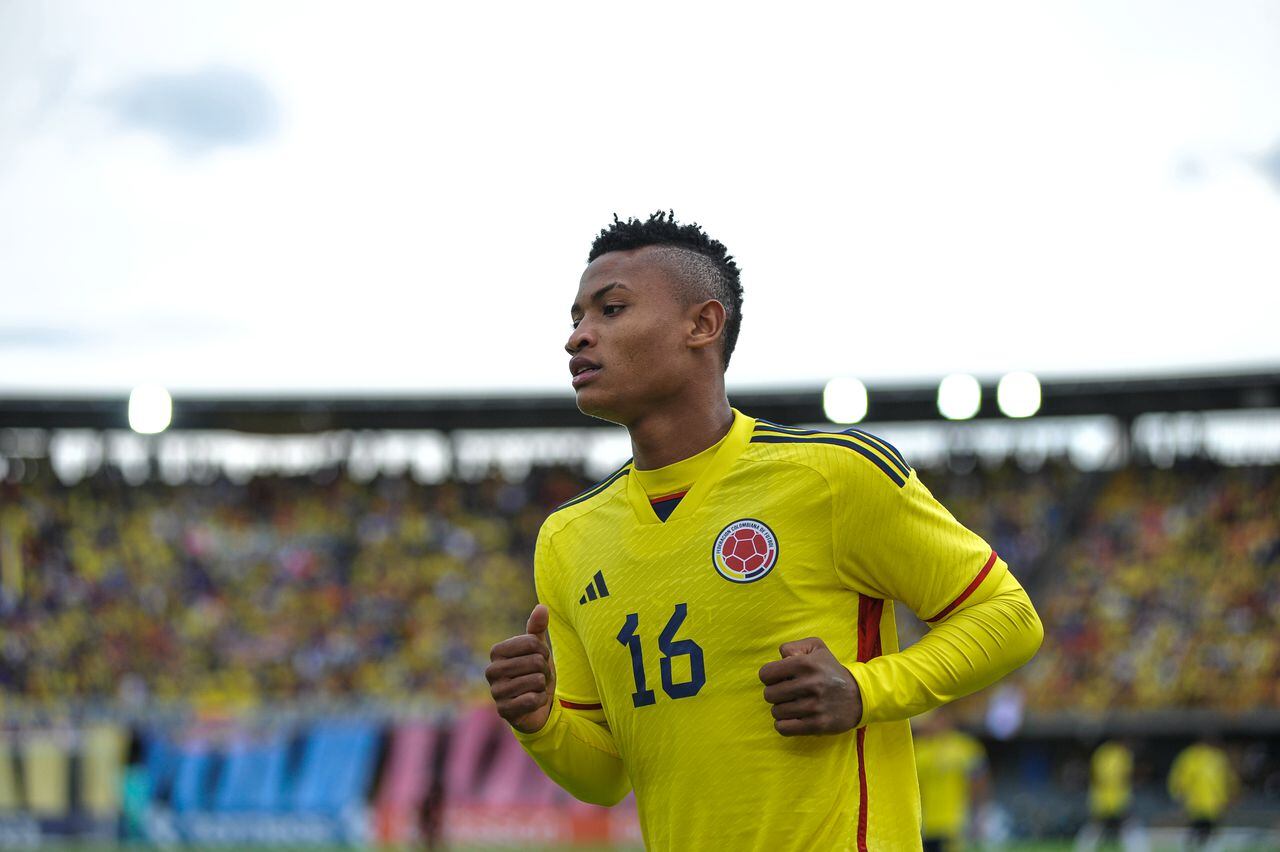 Colombia's Oscar Cortes during the South American U-20 Conmebol Tournament match between Colombia and Venezuela, in Bogota, Colombia on February 12, 2023. (Photo by Sebastian Barros/NurPhoto via Getty Images)