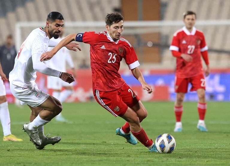 Irán y Rusia empataron a un gol este jueves 23 de marzo. Foto: Reuters.