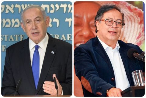 El primer ministro de Israel, Benjamin Netanyahu, y el presidente de Colombia, Gustavo Petro.