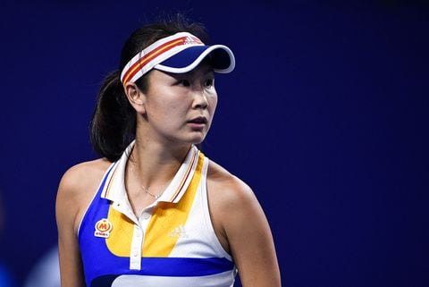 (FILES) This file photo taken on November 3, 2017 shows Peng Shuai of China looking on during her women's singles match against Elena Vesnina of Russia at the Zhuhai Elite Trophy tennis tournament in Zhuhai, in south China's Guangdong province. - Chinese tennis star Peng Shuai has denied accusing anyone of sexual assault in her first media comments published on December 19, 2021 since publicly alleging that a top Communist Party official forced her to have sex. (Photo by AFP) / China OUT