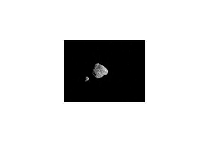 Imagen del primer sobrevuelo de sobrevuelo de la  misión Lucy al asteroide Dinkinesh.