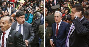 Álvaro Hernán Prada tomó el mismo camino que el expresidente Uribe. Renunció al Congreso para que la Fiscalía asuma su proceso. La foto es de cuando fueron citados a indagatoria en la Corte.