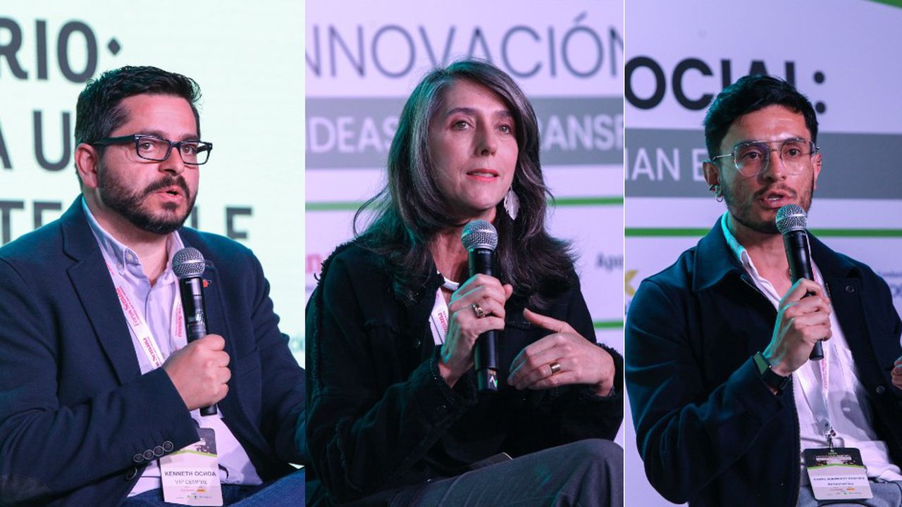 Kenneth Ochoa, Jefe de Innovación y Conocimiento CEMPRE; Laura González-Pacheco Mejía, subdirectora de Planeación e Innovación Colsubsidio; y Daniel Rodríguez Paredes, CEO & fundador Amazóniko.