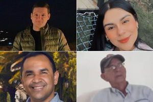 Fabián Arias, Silvia Juliana Carvajal, Yadil Sanguino y Sanín Mena Pérez, secuestrados por grupos armados al margen de la ley en Colombia.