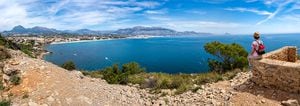 Panoramic photography. Views from the route to the Albir lighthouse in the Serra Gelada natural park. Alfaz del Pi, in the province of Alicante, Valencian Community, Spain. Europe.