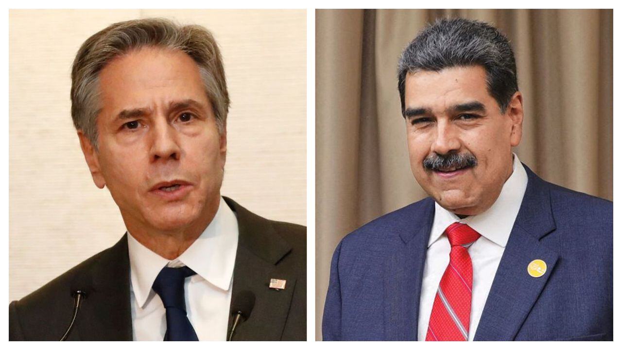Antony Blinken y Nicolás Maduro.