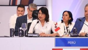 La ministra de Exteriores de Perú, Ana Cecilia Gervasi aseguró, en el marco de ese evento, que “si Pedro Castillo no está hoy aquí, es porque dio un golpe de Estado”.