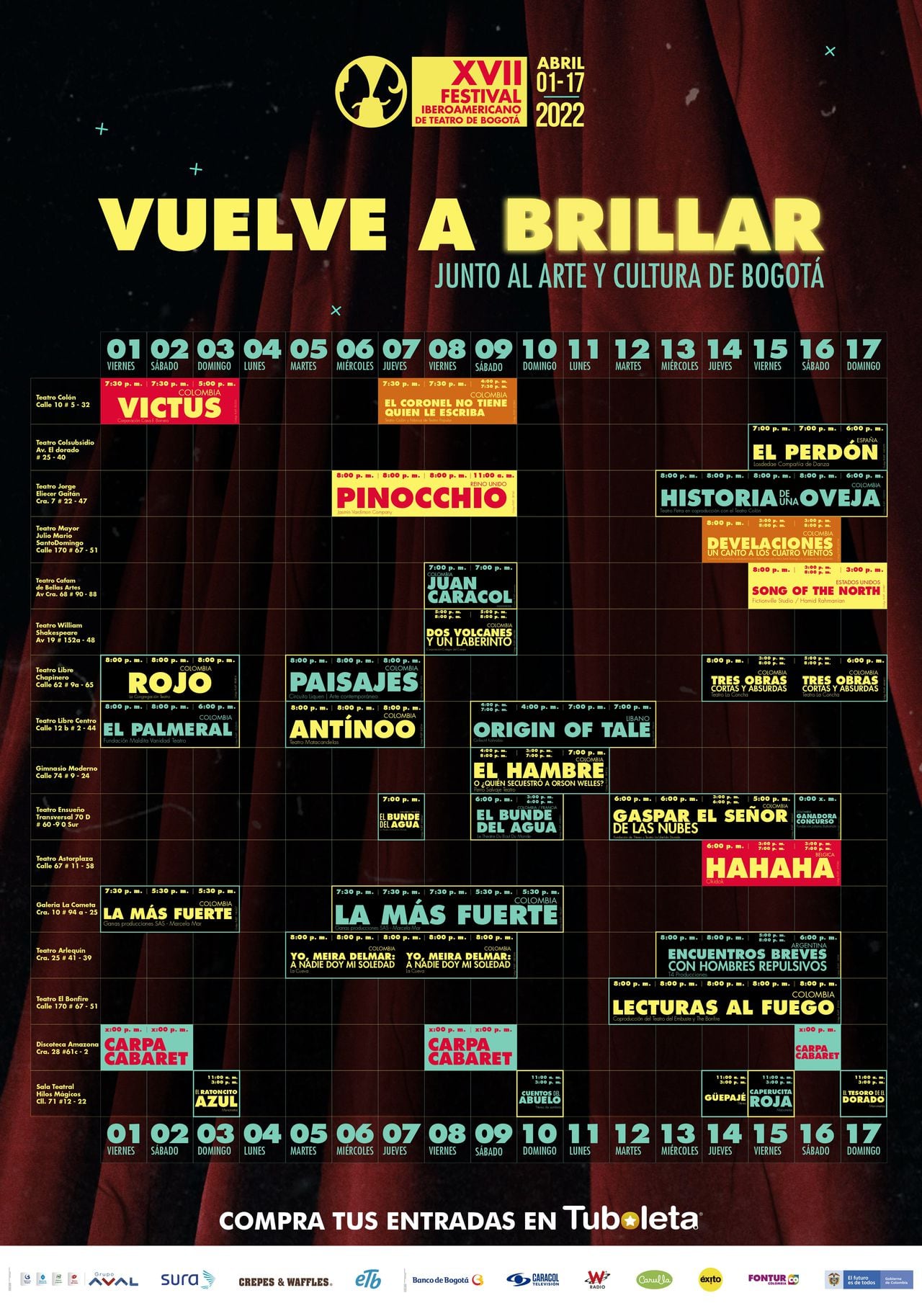 Programación completa del Festival Iberoamericano de Teatro 2022.