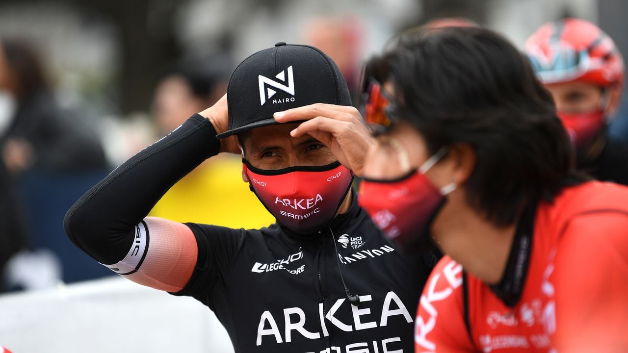 FEICHTEN IM KAUNERTAL, AUSTRIA - APRIL 20: Nairo Alexander Quintana Rojas of Colombia and Team Arkéa - Samsic at start in Innsbruck city during the 44th Tour of the Alps 2021, Stage 2 a 121,5km stage from Innsbruck to Feichten im Kaunertal 1291m / Mask / Covid Safety Measures / @Tourof_TheAlps / #TouroftheAlps / on April 20, 2021 in Feichten im Kaunertal, Austria. (Photo by Tim de Waele/Getty Images)