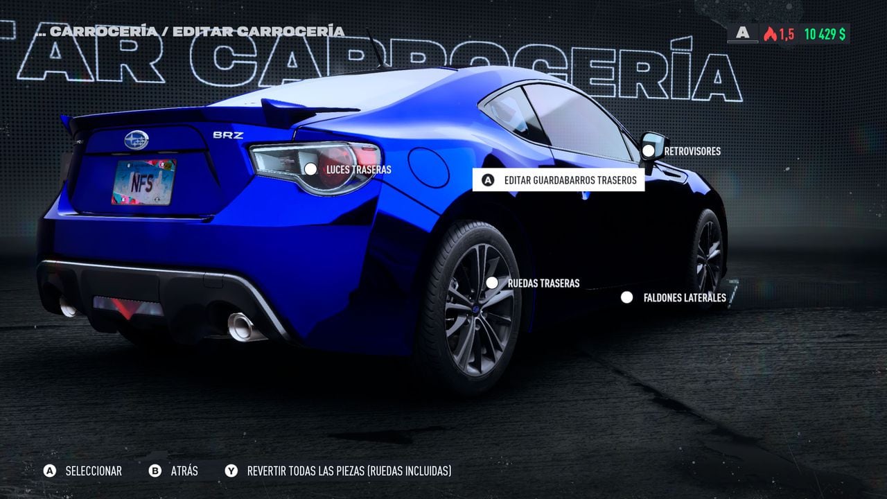 Need for Speed Unbound ofrece varias opciones para personalizar y mejorar a los automóviles.