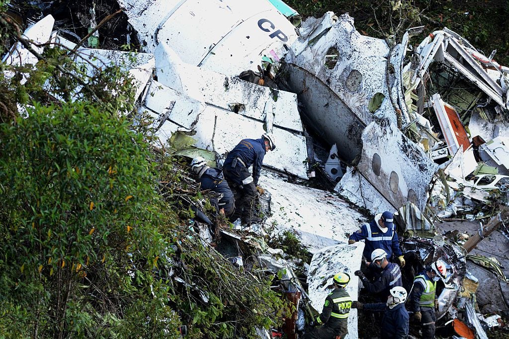 LA UNION, COLOMBIA - NOVEMBER 29:  A general view of the airplane crash in the Colombian area of Antioquia where a British-Aerospace BAE- Avro with players of the Brazilian team 'Chapecoense' crashed, on November 29, 2016 in La Union, Colombia. Players of the Brazilian soccer team Chapecoense were flying to Medellin to play next November 30 the final first leg match against Atletico Nacional, as part of the Copa Sudamericana. (Photo by Leon Monsalve/LatinContent via Getty Images)