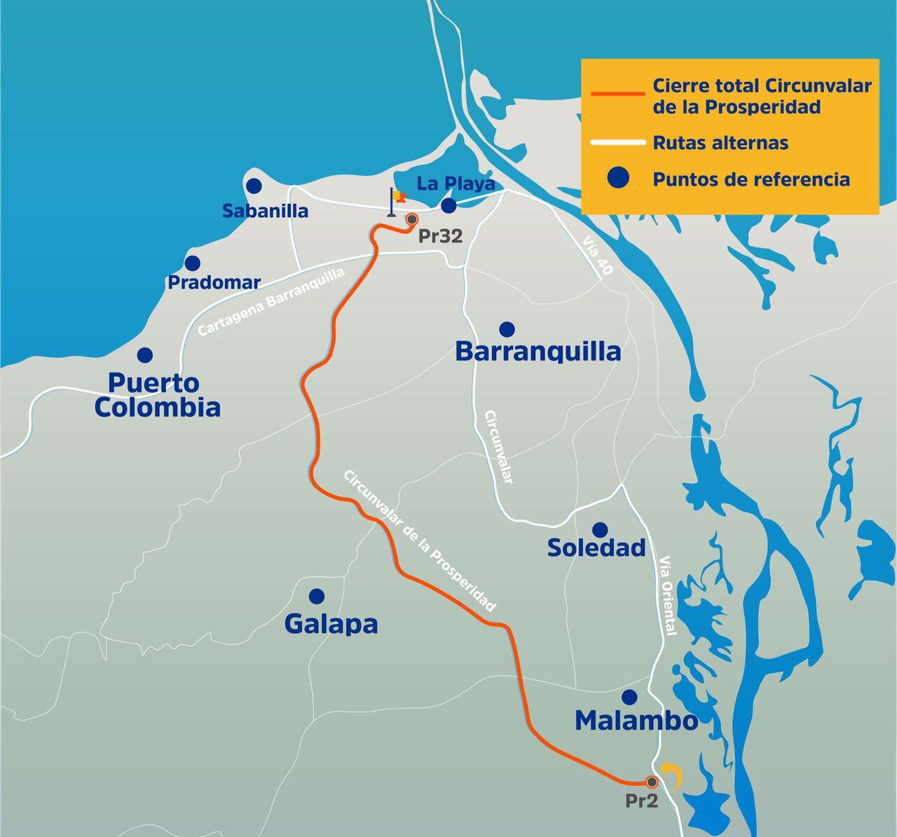 La vía Circunvalar de la Prosperidad estará cerrada entre Malambo y el corregimiento La Playa, en Barranquilla