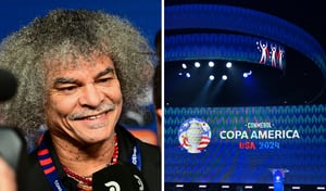 Carlos 'Pibe' Valderrama en el sorteo de la Copa América 2024