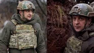 Las redes sociales se han inundado de imágenes en las que se ve al presidente de Ucrania vestido de militar, sin embargo estas pertenecen a una celebración orquestada en 2021.