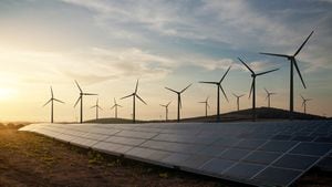 Paneles solares y turbinas eólicas que generan energía renovable para un futuro verde y sostenible.