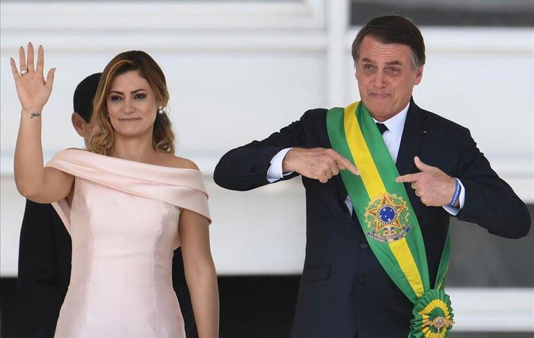 Michelle Bolsonaro es la primera dama de Brasil. Foto: AFP.